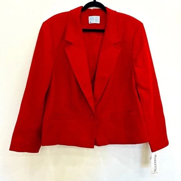 Pendleton dead stock VTG 100% wool Red blazer jacket old money sz.44 classic - Picture 1 of 10